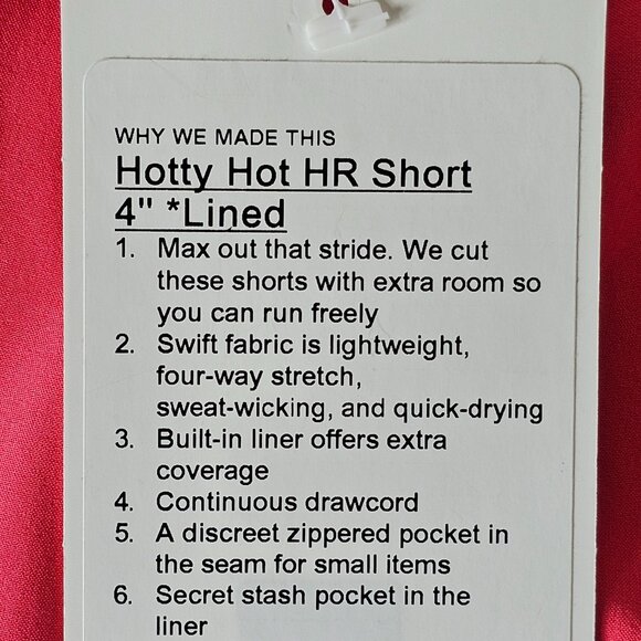 NWT LULULEMON GLZP Glaze Pink High Rise Lined 4" Hotty Hot Shorts 4 - Picture 8 of 8